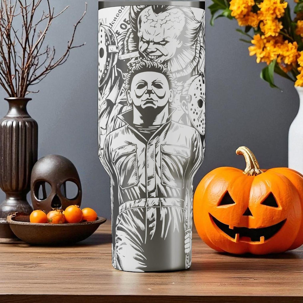 Horror Icons Stanley Tumbler β Engraved Halloween Cup β Custom Gift β 40oz