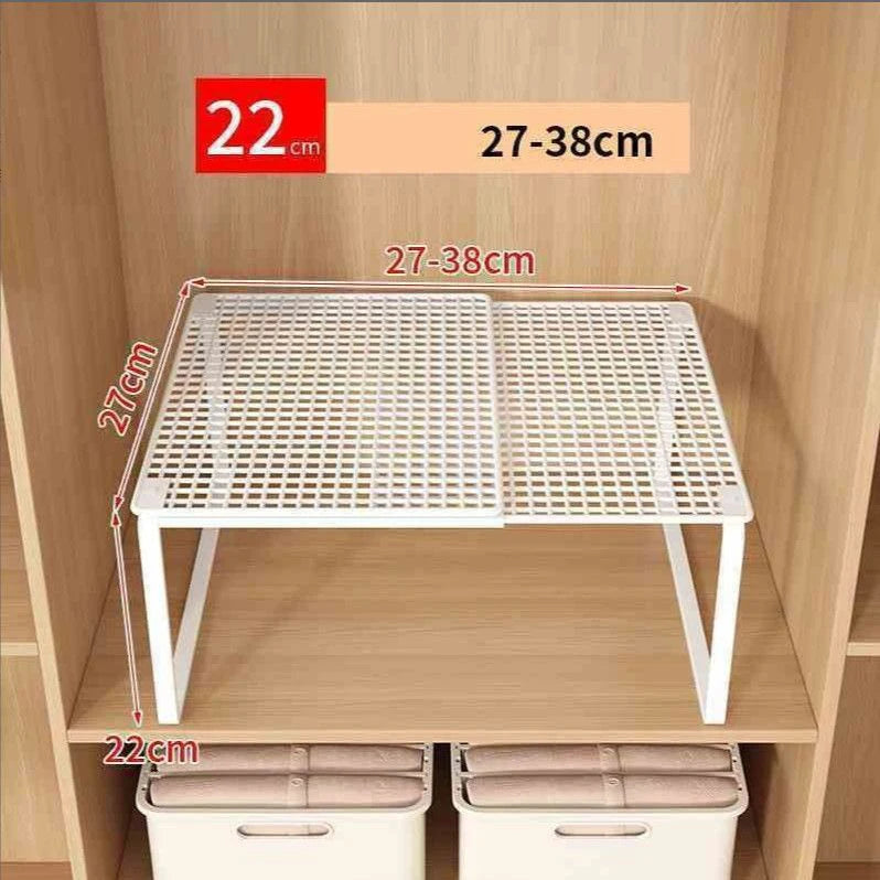 Expandable Cabinet Shelf Riser, No-Drill Metal Kitchen Shelf (3 Widths)