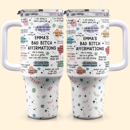 40oz Personalized Badass Affirmation Tumbler: Stainless Steel Travel Mug