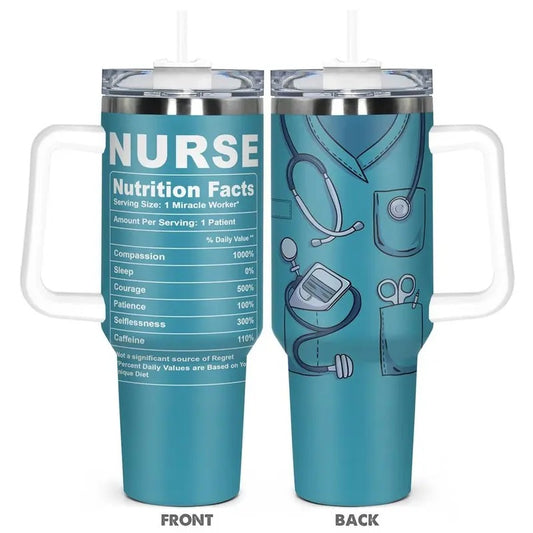 Nurse Themed Stainless Steel Tumbler with Lid, Ice Coffee Tumbler, 1 Count 40oz Insulated Water Bottle with Lid, Drinking Cup for Home Office School Outdoor Camping, Drinkware