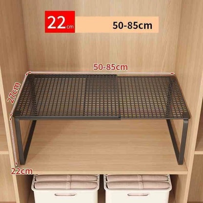 Expandable Cabinet Shelf Riser, No-Drill Metal Kitchen Shelf (3 Widths)