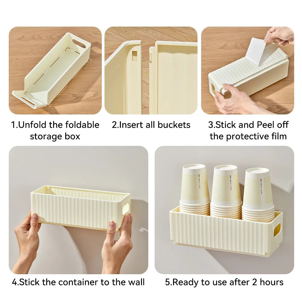 No-Drill Adhesive Cabinet Door Storage Boxes, Foldable Spice Organizer, Set of 2