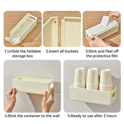 No-Drill Adhesive Cabinet Door Storage Boxes, Foldable Spice Organizer, Set of 2