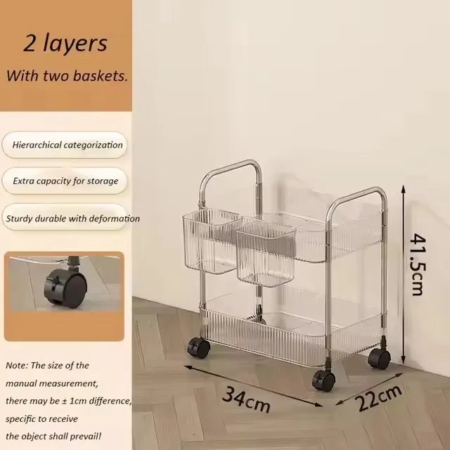 Slim Rolling Kitchen Cart, 3-Tier No-Pantry Storage on Wheels (9.1 in Wide)