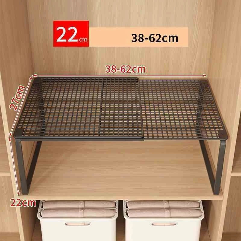Expandable Cabinet Shelf Riser, No-Drill Metal Kitchen Shelf (3 Widths)