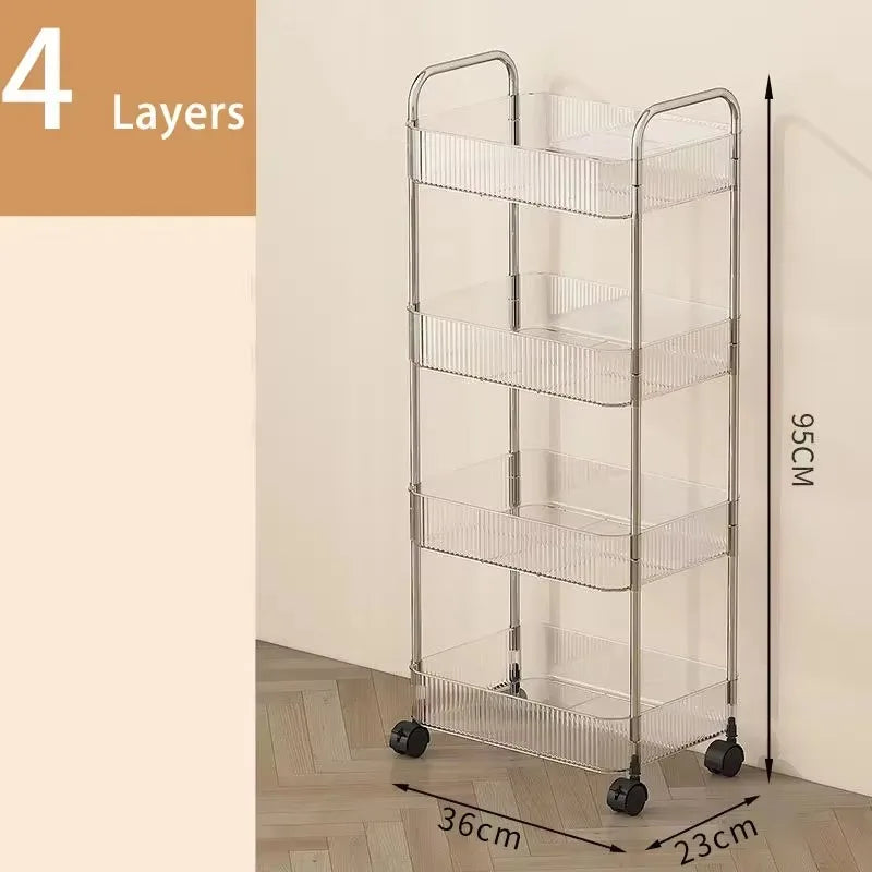 Slim Rolling Kitchen Cart, 3-Tier No-Pantry Storage on Wheels (9.1 in Wide)