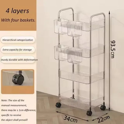 Slim Rolling Kitchen Cart, 3-Tier No-Pantry Storage on Wheels (9.1 in Wide)