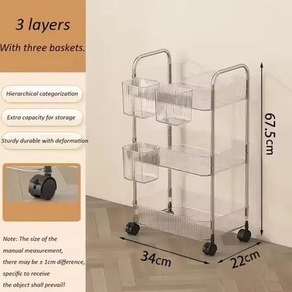 Slim Rolling Kitchen Cart, 3-Tier No-Pantry Storage on Wheels (9.1 in Wide)