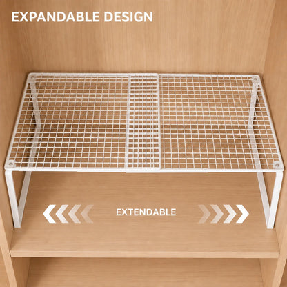 Expandable Cabinet Shelf Riser, No-Drill Metal Kitchen Shelf (3 Widths)