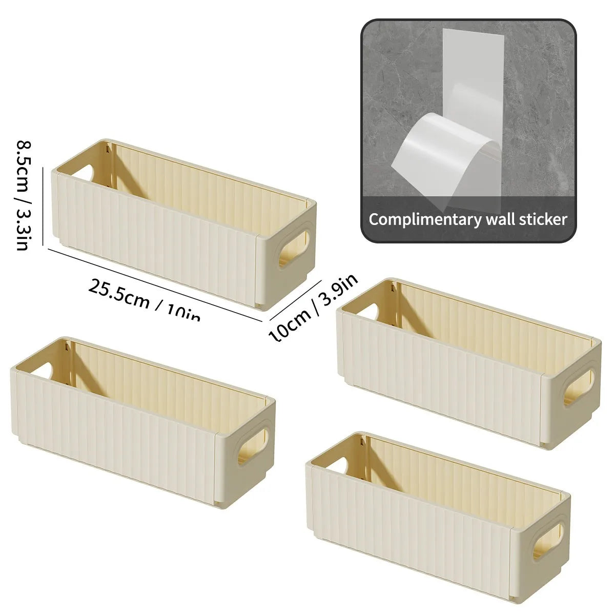 No-Drill Adhesive Cabinet Door Storage Boxes, Foldable Spice Organizer, Set of 2