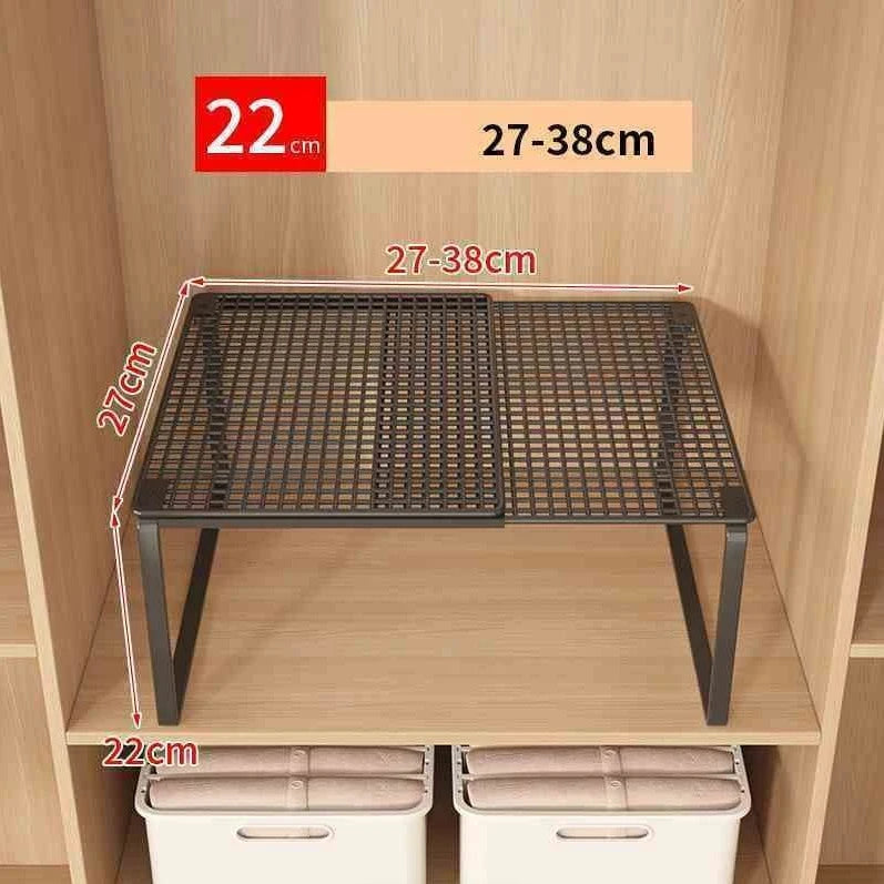 Expandable Cabinet Shelf Riser, No-Drill Metal Kitchen Shelf (3 Widths)