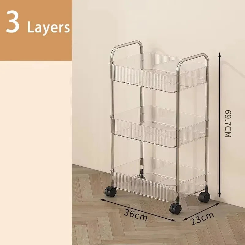 Slim Rolling Kitchen Cart, 3-Tier No-Pantry Storage on Wheels (9.1 in Wide)
