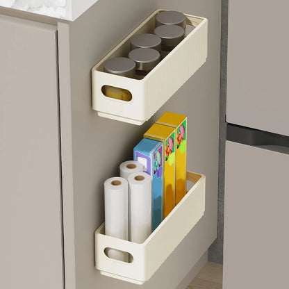No-Drill Adhesive Cabinet Door Storage Boxes, Foldable Spice Organizer, Set of 2