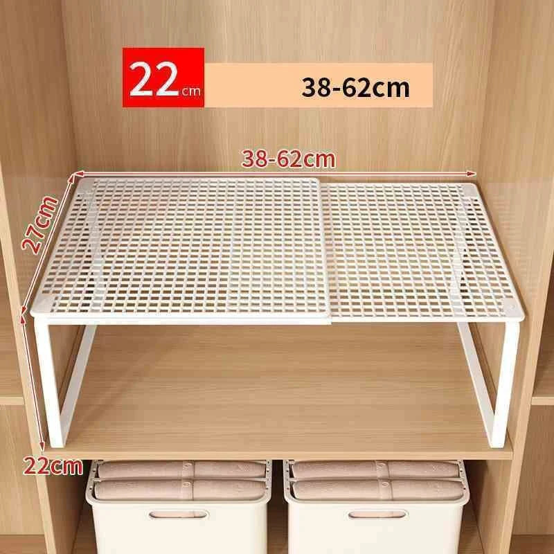 Expandable Cabinet Shelf Riser, No-Drill Metal Kitchen Shelf (3 Widths)