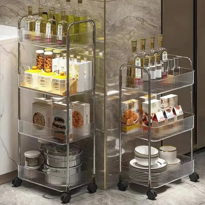 Slim Rolling Kitchen Cart, 3-Tier No-Pantry Storage on Wheels (9.1 in Wide)